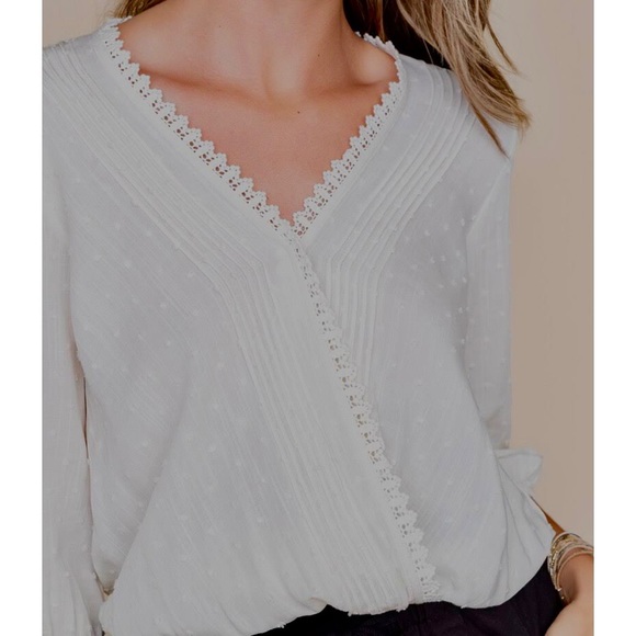 Destiny Swiss Dot Wrap Blouse - Picture 3 of 5